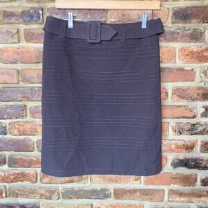 Dressbarn Brown Textured Stripe Belted Pencil Skirt Women's Size 4